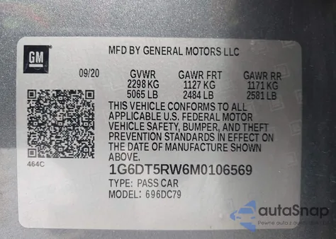 2021 Cadillac Ct5 Premium Luxury из США, поврежденный, VIN 1G6DT5RW6M0106569